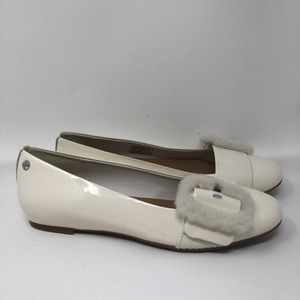 New Ugg Women's Cream Patent Leather Ballet Flats